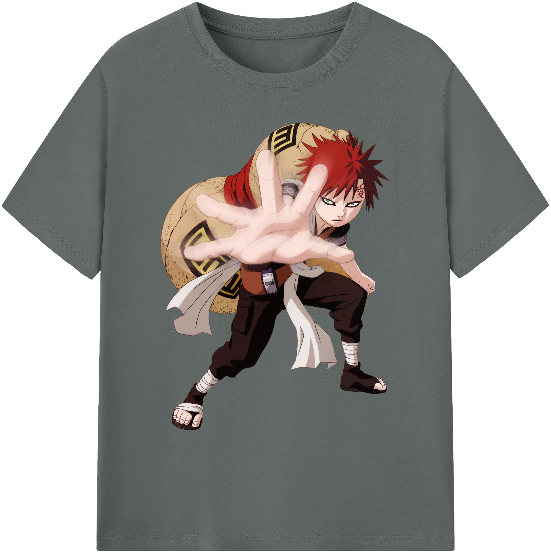 （画像用） NARUTO -ナルト- ガアラ Gaara 綿100％ メンズ半袖Tシャツ｜肌触りやわらか＆通気性